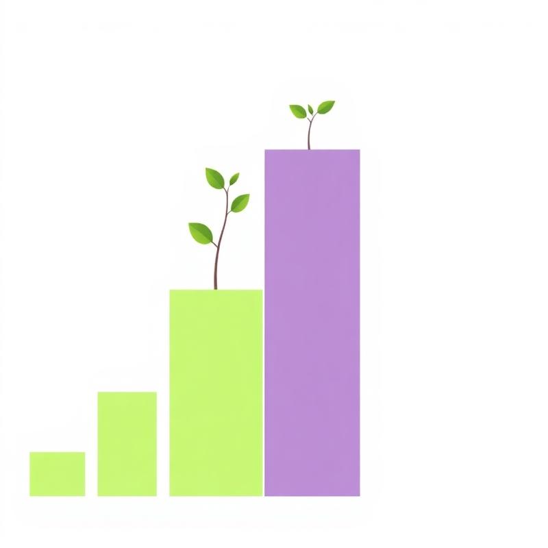 Gráfica de crecimiento con planta brotando