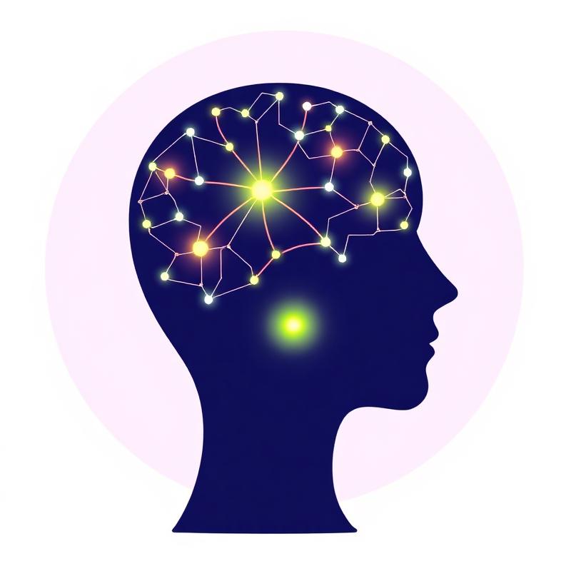 Silueta con conexiones neuronales iluminadas